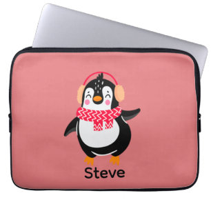 Weihnachten Jolly Pinguin in Scarf mit Ohrmuffen Laptopschutzhülle