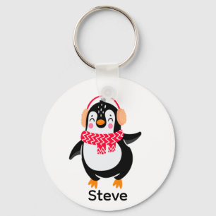 Weihnachten Jolly Pinguin in Scarf mit Ohrmuffen Schlüsselanhänger