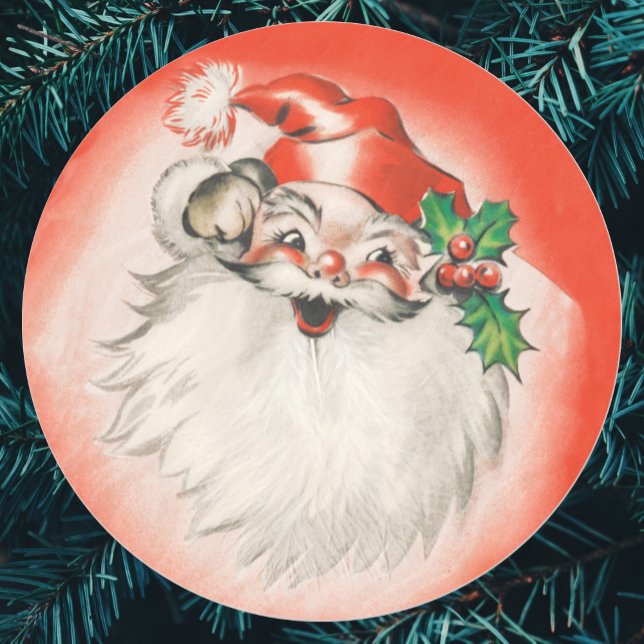 Weihnachten, Jolly Retro 50er Santa Claus Runder Aufkleber (Von Creator hochgeladen)