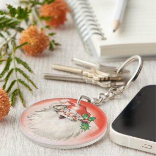Weihnachten, Jolly Retro 50er Santa Claus Schlüsselanhänger