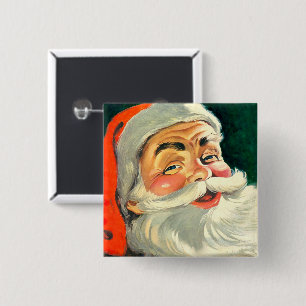 Weihnachten, Jolly Retro 50's Weihnachtsmann Button