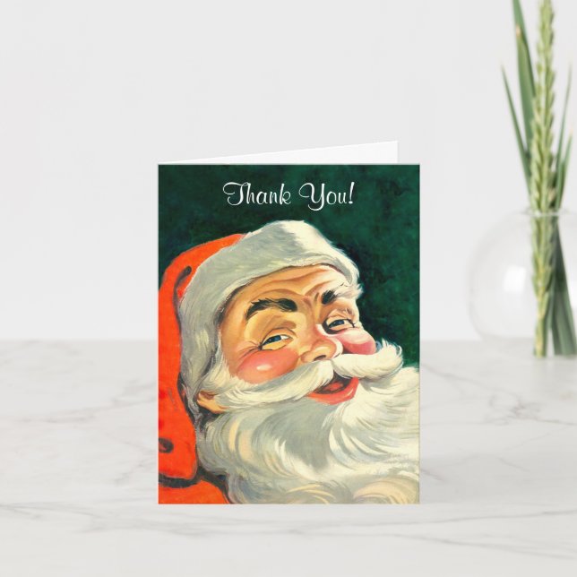 Weihnachten, Jolly Retro 50's Weihnachtsmann Dankeskarte (Vorderseite)