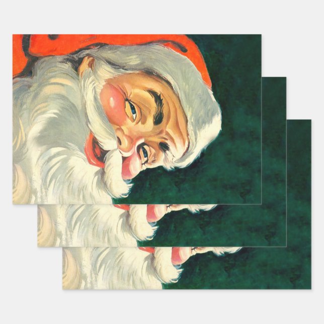 Weihnachten, Jolly Retro 50's Weihnachtsmann Geschenkpapier Set (Set)