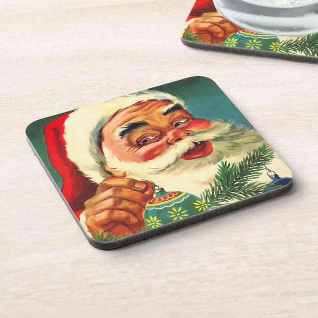 Weihnachten, Jolly Retro 50's Weihnachtsmann Getränkeuntersetzer (Linke Seite)