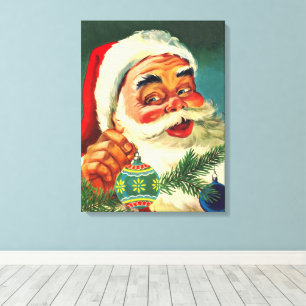 Weihnachten, Jolly Retro 50's Weihnachtsmann Leinwanddruck