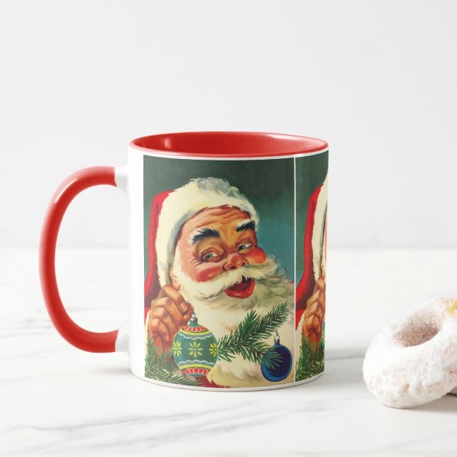 Weihnachten, Jolly Retro 50's Weihnachtsmann Tasse (Mit Donut)