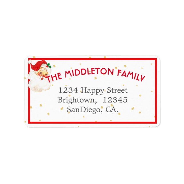 Weihnachten Jolly Santa Claus Fun Red Border Adressaufkleber (Vorne)