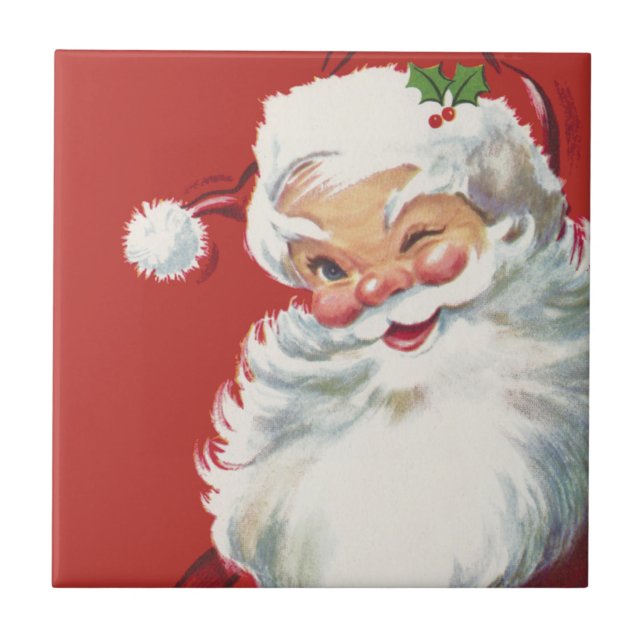 Weihnachten, Jolly Santa Claus Winking Fliese (Vorderseite)