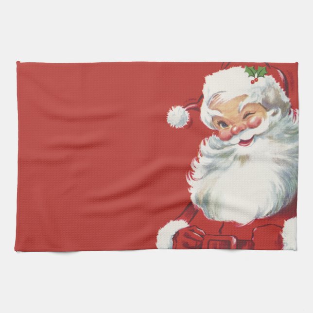 Weihnachten, Jolly Santa Claus Winking Geschirrtuch (Horizontal)