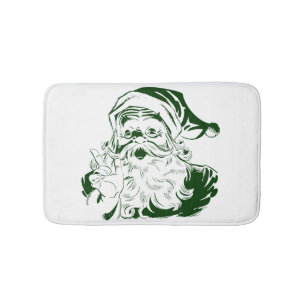 Weihnachten, Jolly Weihnachtsmann in Grün Badematte