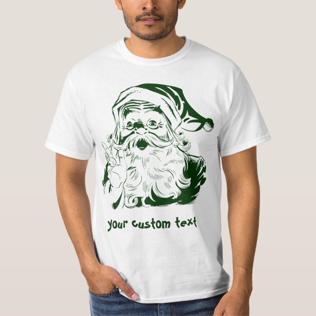 Weihnachten, Jolly Weihnachtsmann in Grün T-Shirt (Vorderseite)
