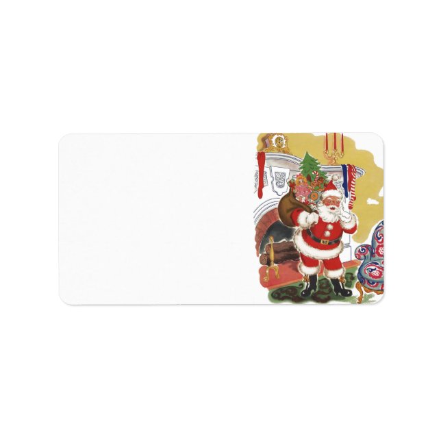 Weihnachten, Jolly Weihnachtsmann mit Geschenken Adressaufkleber (Vorne)
