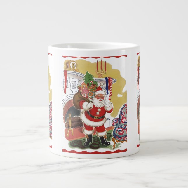 Weihnachten, Jolly Weihnachtsmann mit Geschenken Jumbo-Tasse (Vorderseite)