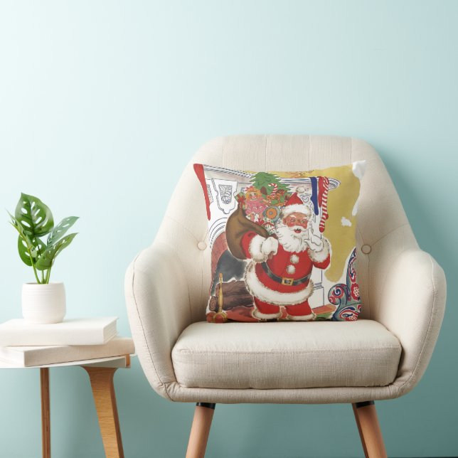Weihnachten, Jolly Weihnachtsmann mit Geschenken Kissen (Stuhl )