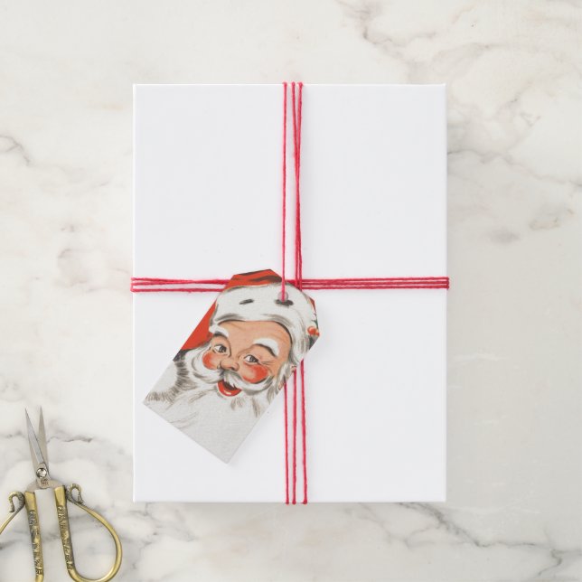 Weihnachten, Jolly Weihnachtsmann mit Lächeln Geschenkanhänger (Mit Garn)