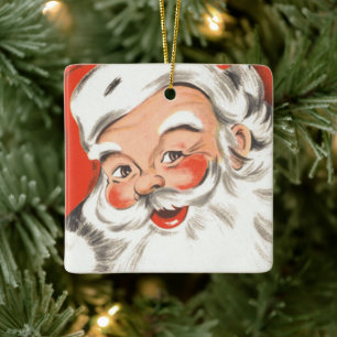 Weihnachten, Jolly Weihnachtsmann mit Lächeln Keramikornament