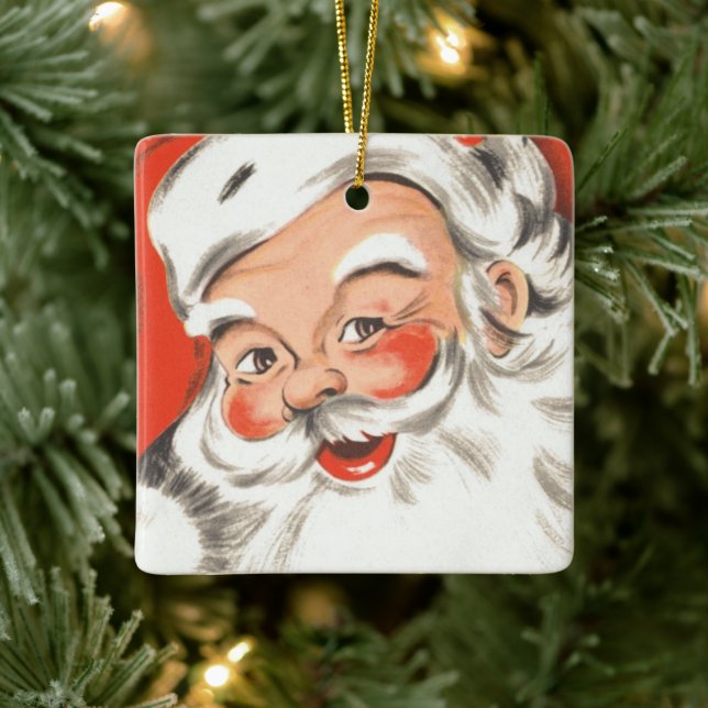 Weihnachten, Jolly Weihnachtsmann mit Lächeln Keramikornament (Baum)