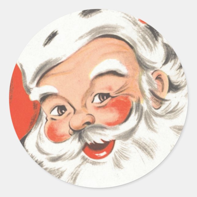 Weihnachten, Jolly Weihnachtsmann mit Lächeln Runder Aufkleber (Vorderseite)