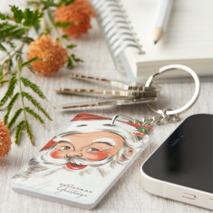 Weihnachten, Jolly Weihnachtsmann mit Lächeln Schlüsselanhänger