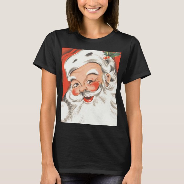 Weihnachten, Jolly Weihnachtsmann mit Lächeln T-Shirt (Vorderseite)