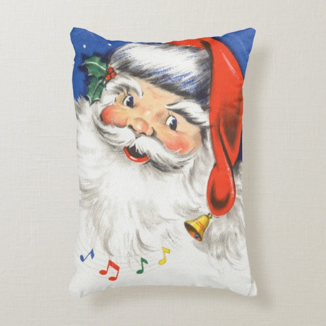 Weihnachten, Jolly Weihnachtsmann mit Musik Dekokissen (Vorderseite(Vertikal))