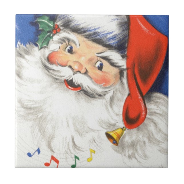 Weihnachten, Jolly Weihnachtsmann mit Musik Fliese (Vorderseite)