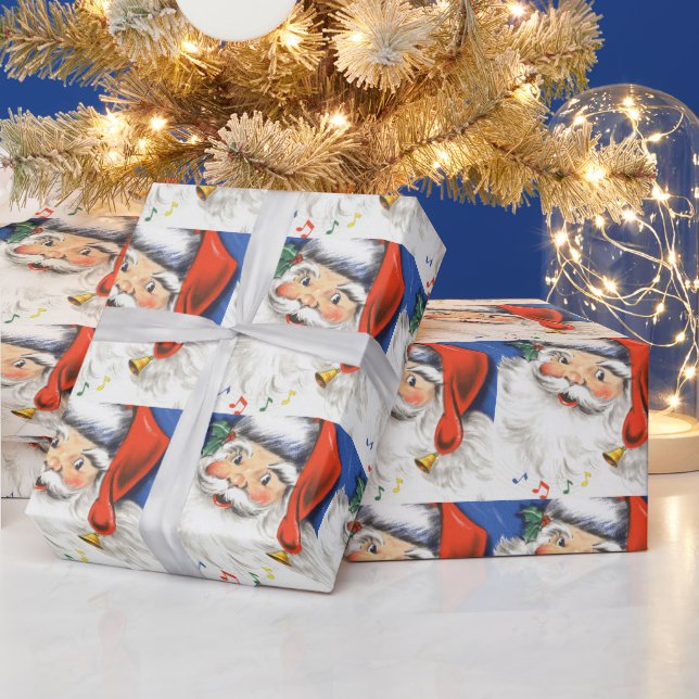 Weihnachten, Jolly Weihnachtsmann mit Musik Geschenkpapier (Feiertage)