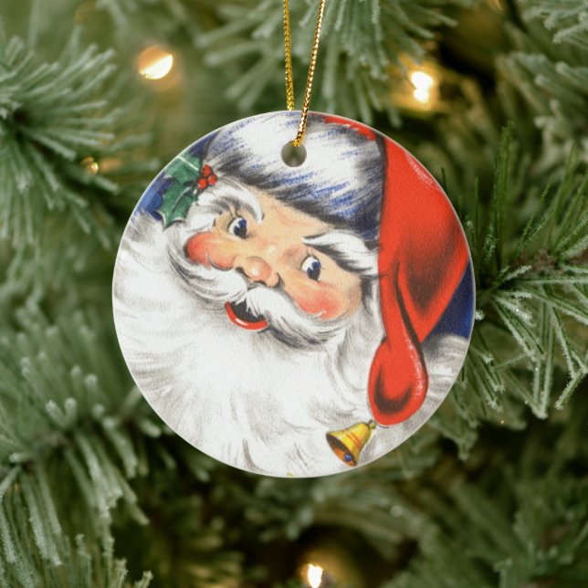 Weihnachten, Jolly Weihnachtsmann mit Musik Keramik Ornament (Baum)