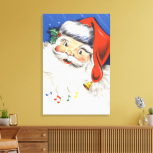 Weihnachten, Jolly Weihnachtsmann mit Musik Leinwanddruck