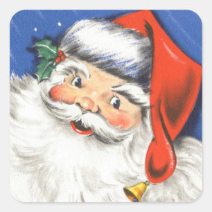 Weihnachten, Jolly Weihnachtsmann mit Musik Quadratischer Aufkleber