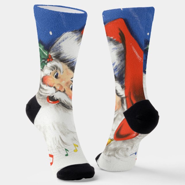 Weihnachten, Jolly Weihnachtsmann mit Musik Socken (Gewinkelt)