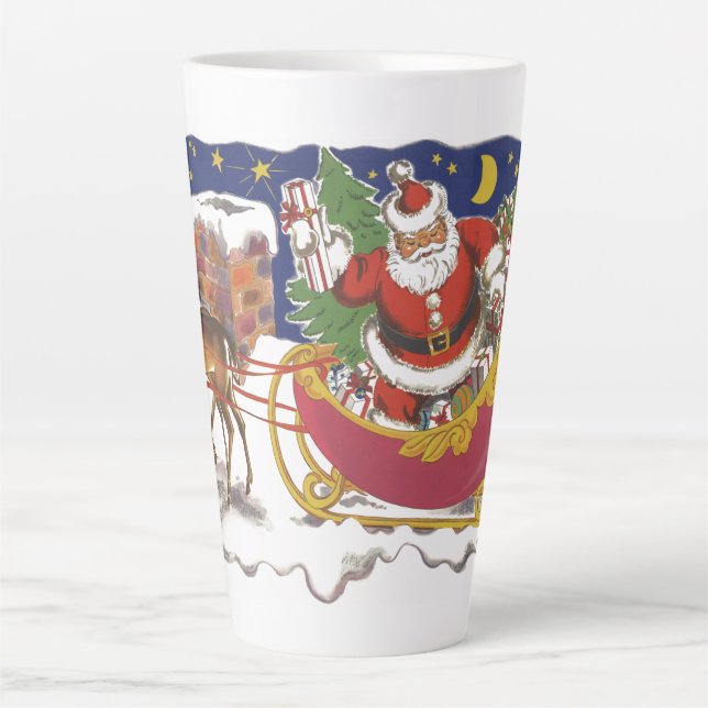 Weihnachten, Jolly Weihnachtsmann mit Schlitten Milchtasse (Vorderseite)