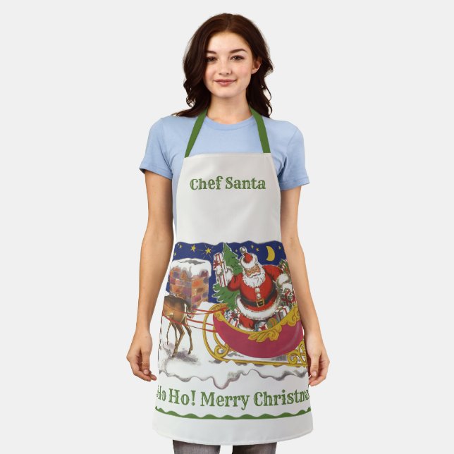 Weihnachten, Jolly Weihnachtsmann mit Schlitten Schürze (Getragen)