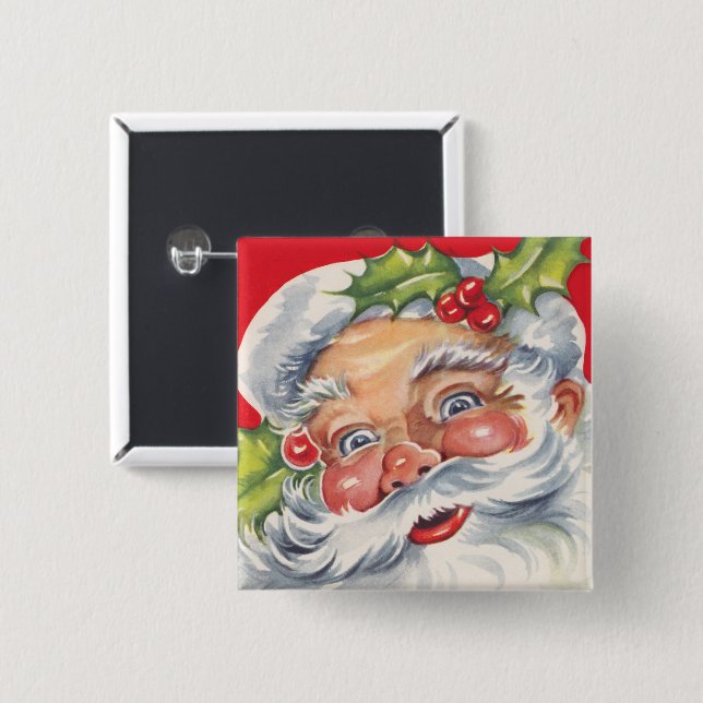 Weihnachten, Jolly Weihnachtsmann mit Seinem Hut Button (Vorne & Hinten)