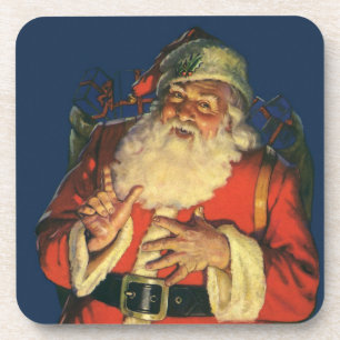 Weihnachten, Jolly Weihnachtsmann mit Spielzeug Getränkeuntersetzer