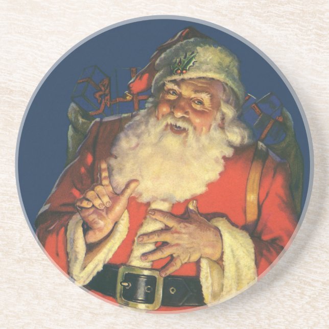 Weihnachten, Jolly Weihnachtsmann mit Spielzeug Getränkeuntersetzer (Vorne)