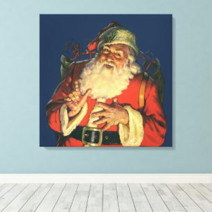 Weihnachten, Jolly Weihnachtsmann mit Spielzeug Leinwanddruck