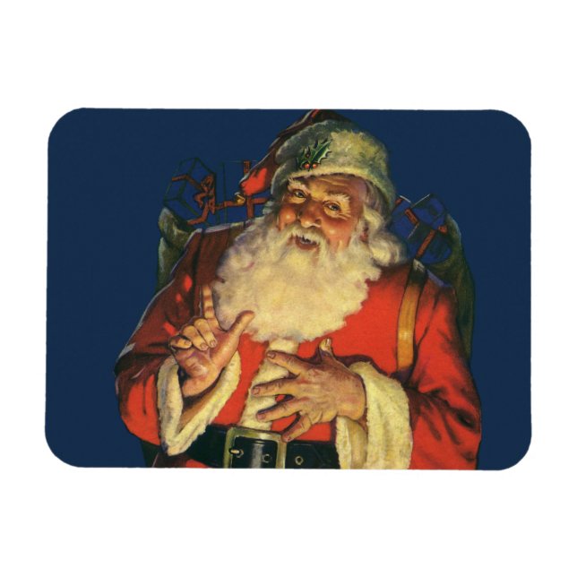 Weihnachten, Jolly Weihnachtsmann mit Spielzeug Magnet (Horizontal)