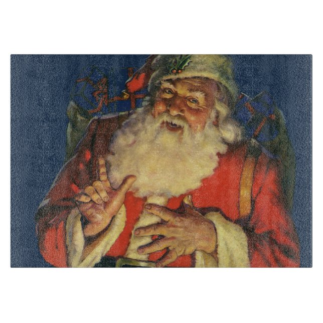 Weihnachten, Jolly Weihnachtsmann mit Spielzeug Schneidebrett (Vorderseite)