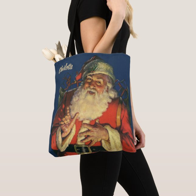 Weihnachten, Jolly Weihnachtsmann mit Spielzeug Tasche (Von Nahem)
