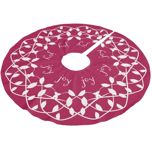 Weihnachten JOY, Rot und Weiß-Baumrock Polyester Weihnachtsbaumdecke (Schrägansicht)