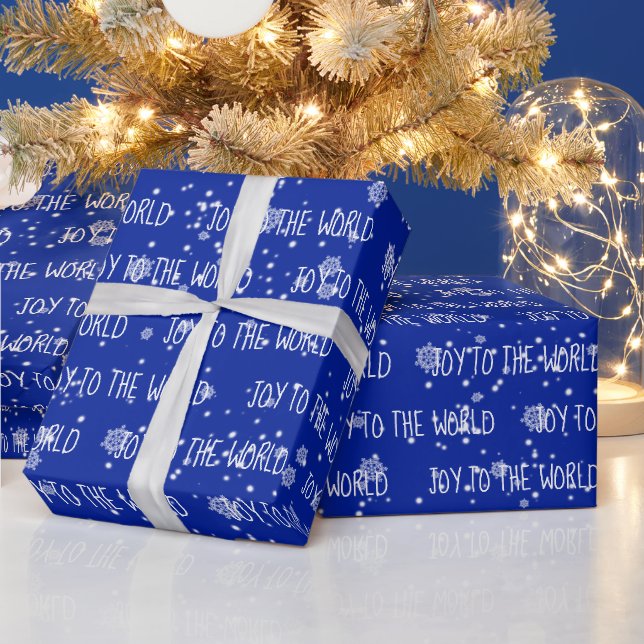 Weihnachten JOY THE WORLD Text and Snowflakes Geschenkpapier (Feiertage)