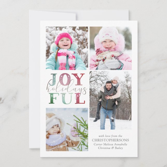 Weihnachten JOYFUL URLAUB 4Fotos Wasserfarbe (Vorderseite)