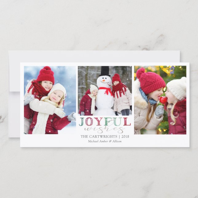 Weihnachten JOYFUL WISHER 3 Fotos Wasserfarbe (Vorderseite)