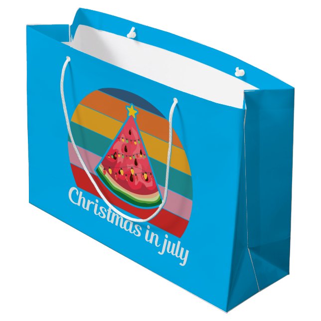 Weihnachten Juli Wassermelone Große Geschenktüte (Rückseite Schrägansicht)