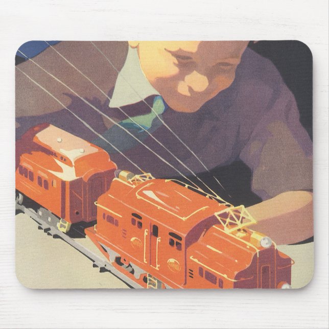 Weihnachten, Junge spielen mit Spielzeugbahnen Mousepad (Vorne)