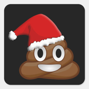 Weihnachten kacken emoji quadratischer aufkleber