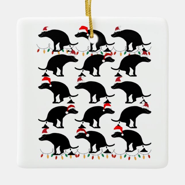 Weihnachten Kackend Hund Keramikornament (Vorderseite)
