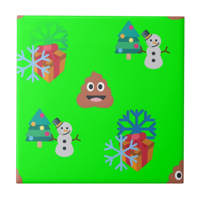 Weihnachten kackte Emoji Fliese (Vorderseite)