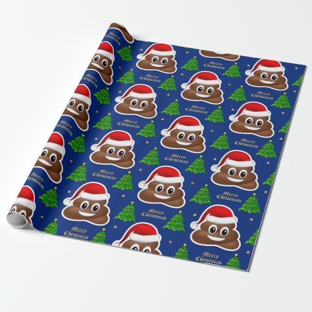 Weihnachten kackte Emoji mit Weihnachtsmannmütze P Geschenkpapier (Ungerollt)